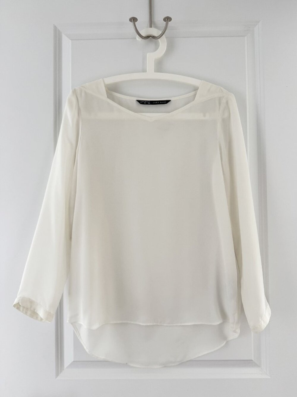 ZARA Sheer High-Low Blouse – White – Size S – NWOT